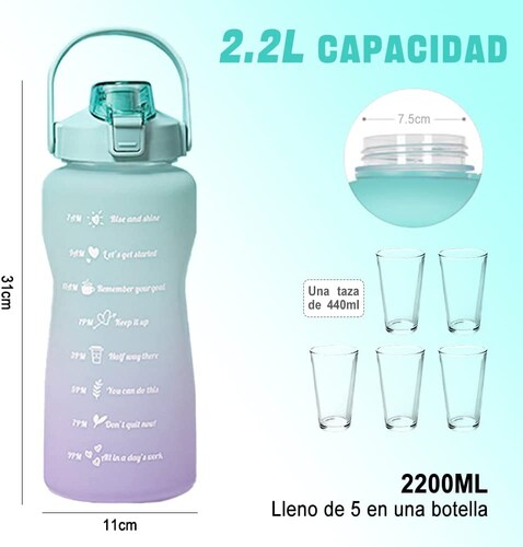 Termo Para Agua Motivacional 2en1 Gym 2 Litros