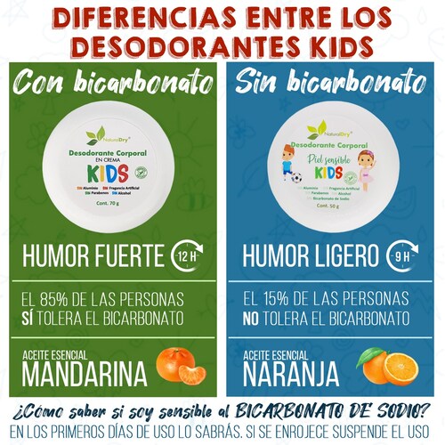 NaturalDry - 3  Desodorantes corporal en crema para niño - Sin aluminio - Neutraliza el mal olor