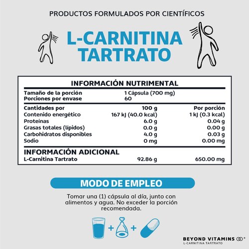 que es la l carnitina tartrato Cápsulas de L-Carnitina L-Tartrato main image 0