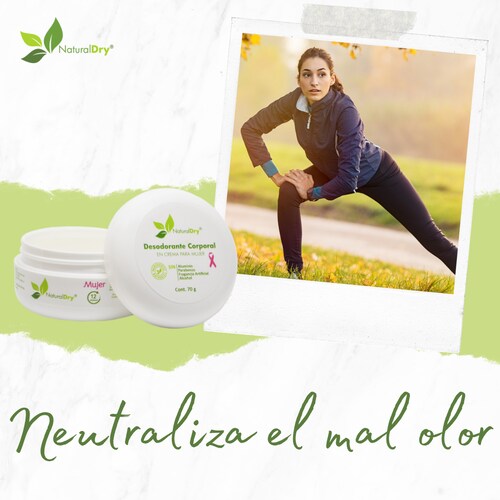 NatrualDry - 2 Desodorantes corporal en crema para mujer - Sin aluminio - Neutraliza el mal olor