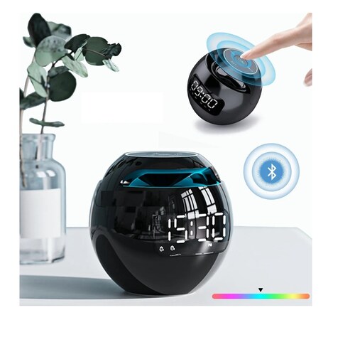Altavoz Bluetooth Portátil Con Reloj Digital Negro