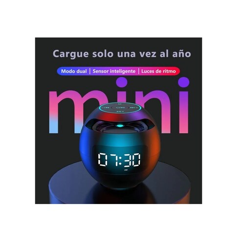 Altavoz Bluetooth Portátil Con Reloj Digital Negro