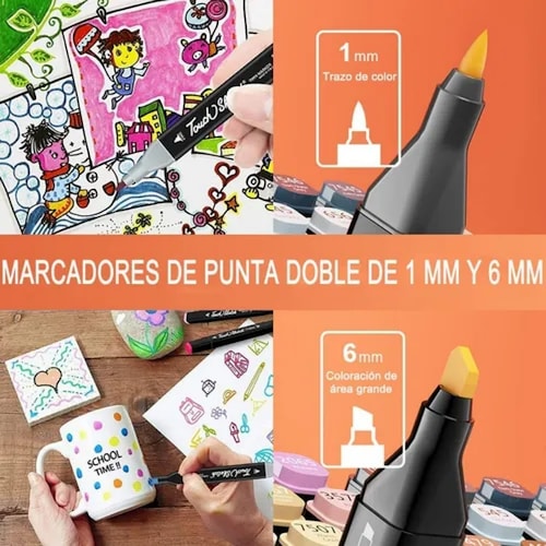 Marcadores Doble Punta Plumones Punta Pincel Varios Colors