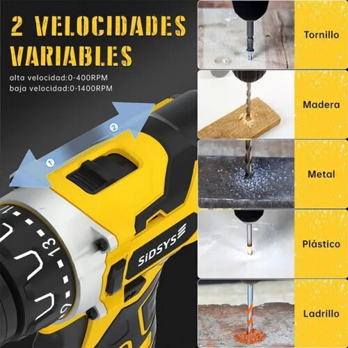 Taladros Inalámbricos Atornilladors Electrico 21v 2 Baterías.