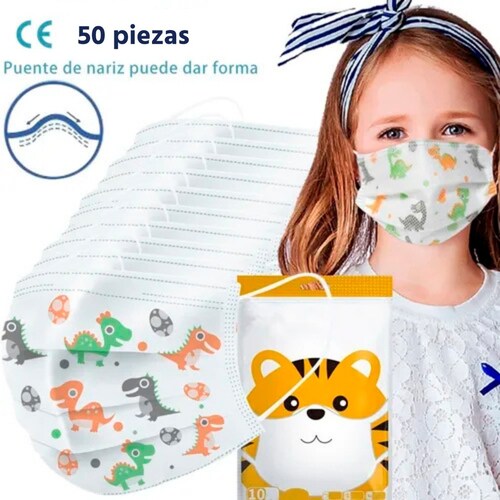 Cubrebocas 50 piezas infantil paquete de 2