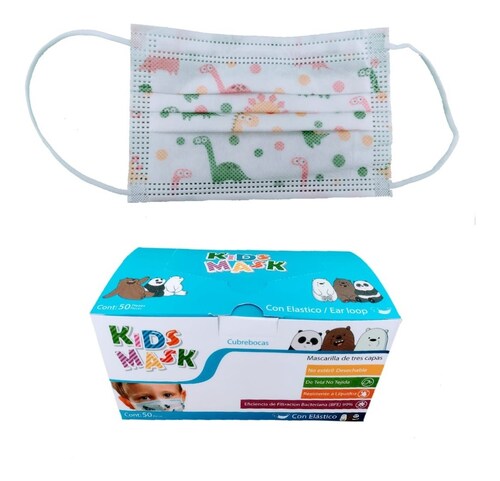 Cubrebocas 50 piezas infantil paquete de 2