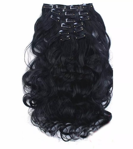 Extensiones De Cabello Sintético Set de 7 piezas con clips LACIA 7-1B NEGRO
