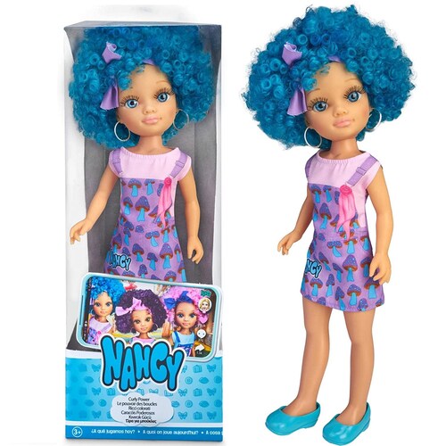 Famosa Nancy Curly Power Cabello Afro Azul Cabello Chino/ondulado
