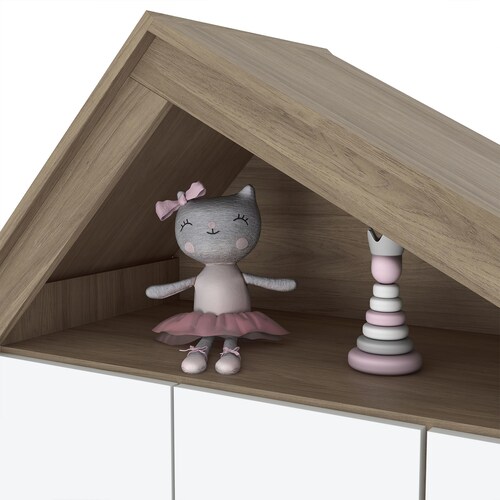 Ropero Armario Infantil para Bebé o Niño Bossa Casita Rústico/Blanco.