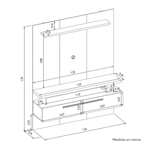 Panel para TV Bossa Caju Color Off White/Nogal 55