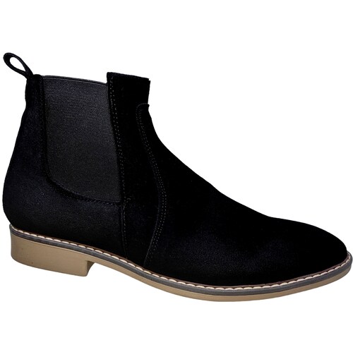 Botín Chelsea Piel Gamuza Fina Genuina Boots Elástico Punta Oval Caballero