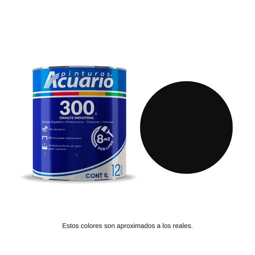Pintura Esmalte 300 Color Negro Mate Acuario 1 Lt EA32210