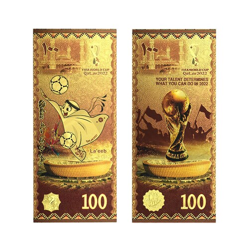 Nuevo! Billete Conmemorativo Mundial Catar Qatar 2022 Gold.