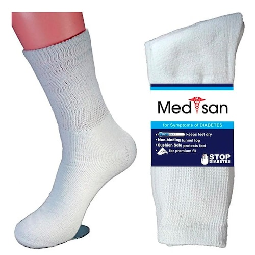 8 pares Calcetines Especializados Pie Diabetico 100% Algodon Blanco, Gris y Negro.