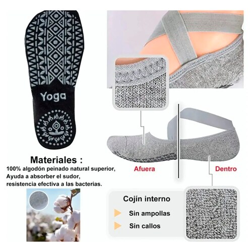 Calcetines De Yoga Danza Pilates Antiderrapantes 5 Pares