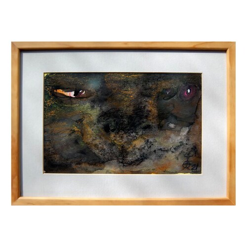 Pintura original - Técnica mixta - Espíritu Animal - 25 x 16 cm - Cuadro decorativo