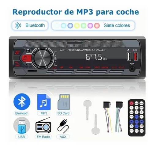 Auto Estereo Coche Reproductor Mp3 Radio Con Bt Aux Usb Sd