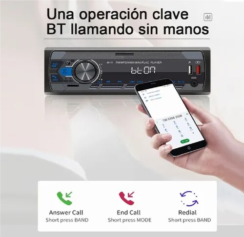 Auto Estereo Coche Reproductor Mp3 Radio Con Bt Aux Usb Sd