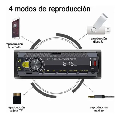 Auto Estereo Coche Reproductor Mp3 Radio Con Bt Aux Usb Sd