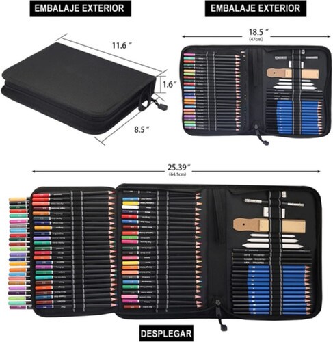 Set De Arte Profesional 96 Lápices Colores Dibujo Kit