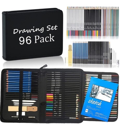 Set De Arte Profesional 96 Lápices Colores Dibujo Kit