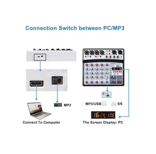 Multiple Usb Dsp Audio Mezclador Bluetooth Usb Dsp (6 Canales) Negro