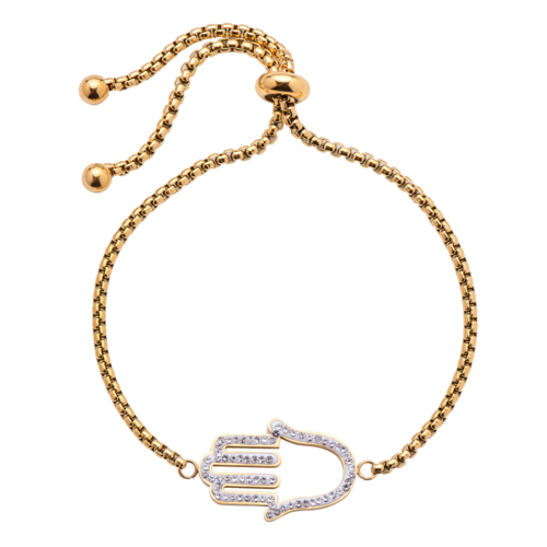 Collana Mano Di Fatima In Acciaio Inox 316L Con Occhio E Zirconia – 555Jewelry, Lunghezza Regolabile