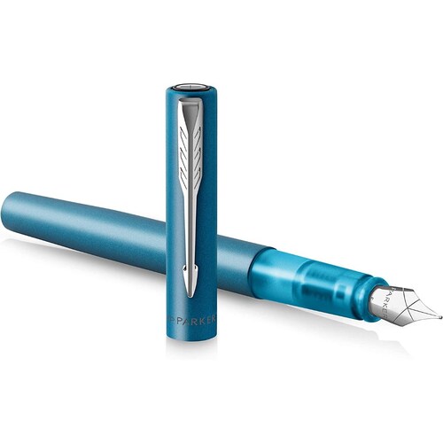 Pluma estilográfica Parker Vector XL | Lacado verde azulado metálico | Punta fina con recambio de tinta azul | Caja de regalo