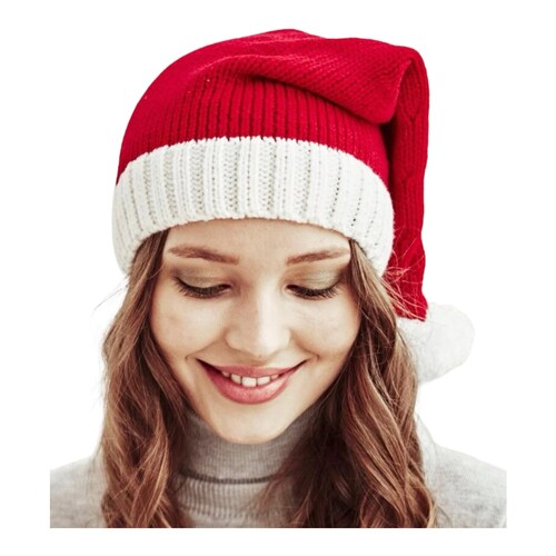 Gorro Tejido De Punto Santa Claus Navideño Bicolor Adulto