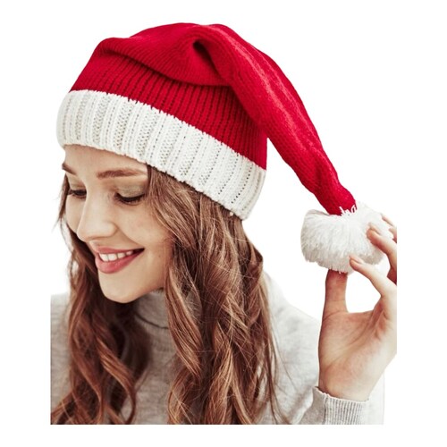 Gorro Tejido De Punto Santa Claus Navideño Bicolor Adulto
