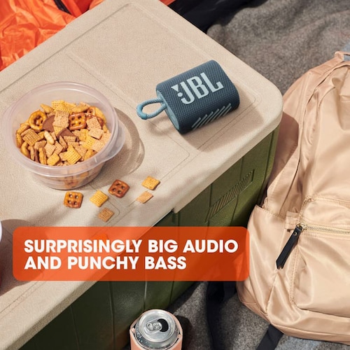 JBL Go 3, Bocina Portátil Bluetooth, 4.2 W de Potencia, Reproducción 5 Horas, Resistente al Agua y al Polvo IP67 - Rojo.