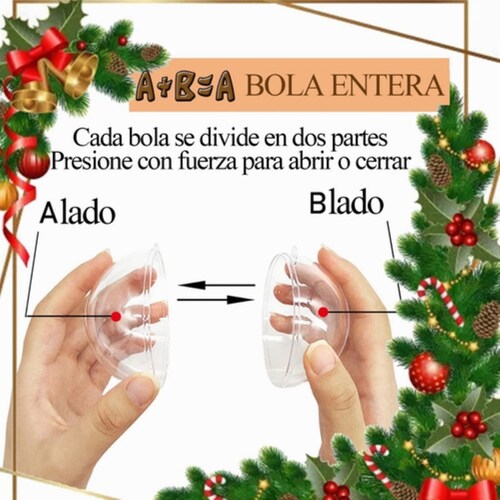 12 Piezas Esferas Transparentes Navideñas Armables 8cm