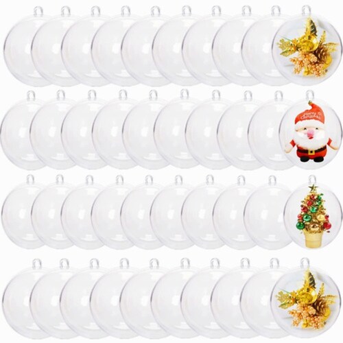 12 Piezas Esferas Transparentes Navideñas Armables 8cm