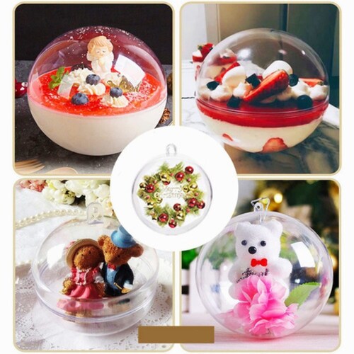 12 Piezas Esferas Transparentes Navideñas Armables 8cm