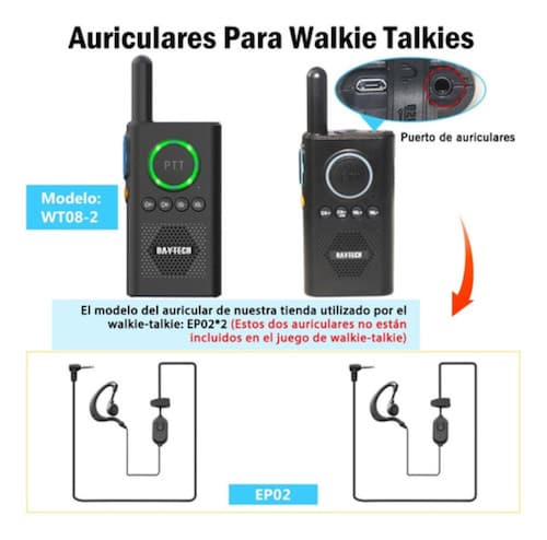2 Radios Walkie Talkie Portátil Recargable Negros