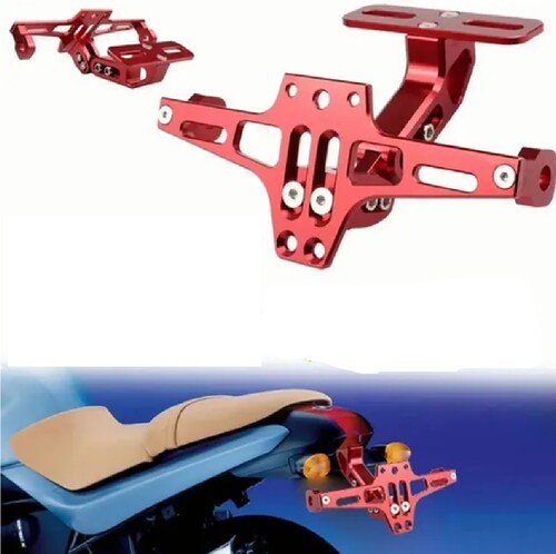 Porta Placa Universal Para Moto Ajustable Con Luz Led R6 Ns Rojo