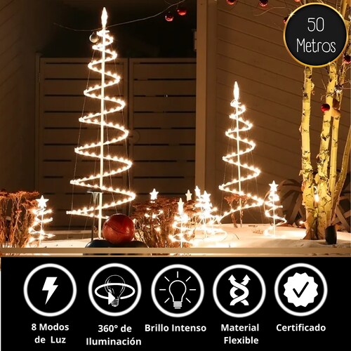 Manguera Led Navideña 50 Metros 8 Modos Dimmer Control IP67 DOSYU