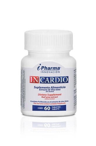 Resveratrol y polifenoles alta concentración INCARDIO, auxiliar para disminuir triglicéridos y colesterol..
