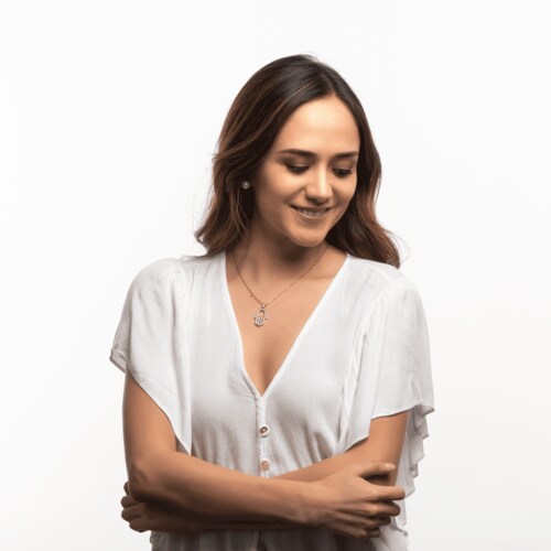 LuckyLy Collares de Mujer con Mano de Fátima , Cadena con Dije, Acero Inoxidable con Baño de Oro 18k y Zirconia Cúbica - Modelo Hamsa