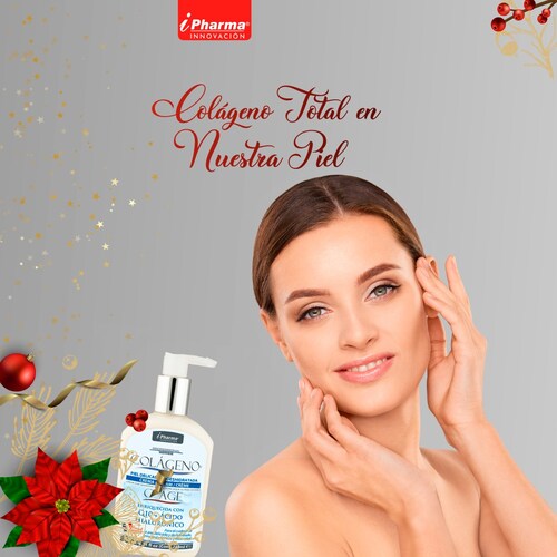 Crema con péptidos de Colágeno de tipo I, III, IIV, VII y XVII enriquecido con Ácido Hialurónico, Q10 colágeno C5 AGE  240 ml I Pharma  .