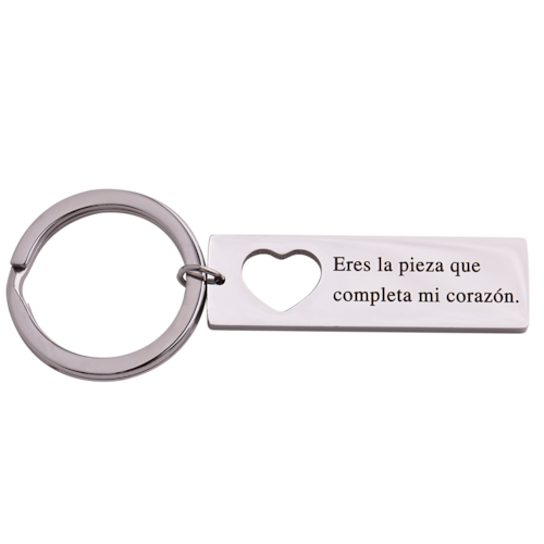 LuckyLy Kit Collar de Corazón y Llavero para Mujer con Frase C , Acero Inoxidable - Modelo Joana