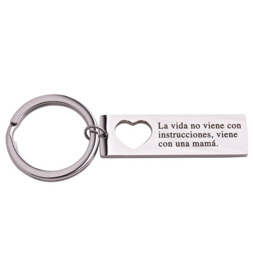 LuckyLy Kit Collar de Corazón y Llavero para Mujer con Frase M , Acero Inoxidable - Modelo Joana