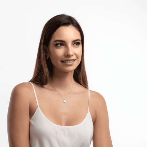 LuckyLy Kit Collar de Corazón y Llavero para Mujer con Frase C , Acero Inoxidable - Modelo Joana