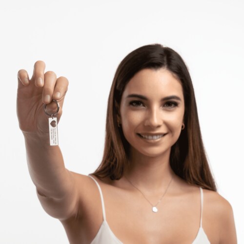 LuckyLy Kit Collar de Corazón y Llavero para Mujer con Frase C , Acero Inoxidable - Modelo Joana