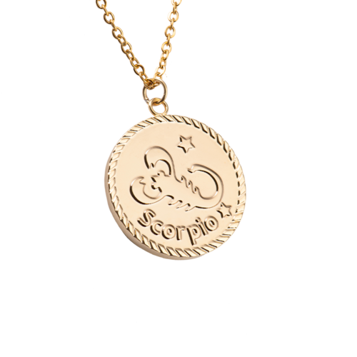 LuckyLy Collar Oro 18k de Horóscopo con Dije de Signo Zodiacal Escorpio , Cadena de Acero Inoxidable con Baño de Oro 18k - Modelo Astra