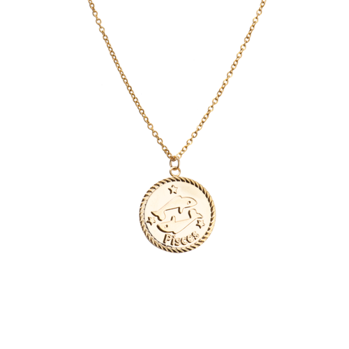 LuckyLy Collar Oro 18k de Horóscopo con Dije de Signo Zodiacal Piscis, Cadena de Acero Inoxidable con Baño de Oro 18k - Modelo Astra