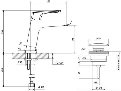 Llave Monomando Premium Para Lavabo Marca Teorema Modelo Edge Acabado Negro