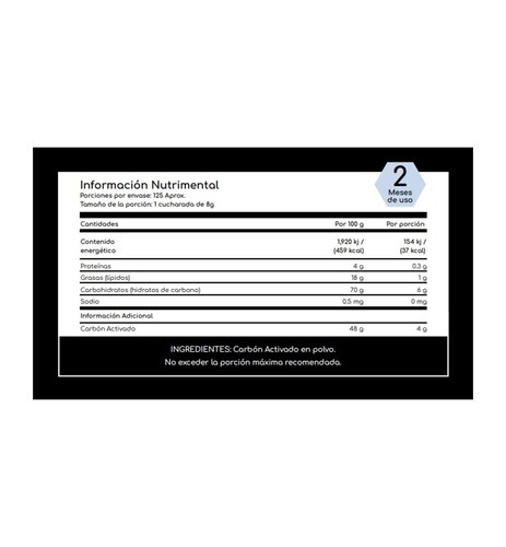Carbón Activado Suplemento Superfood Luhumi Polvo 1kg