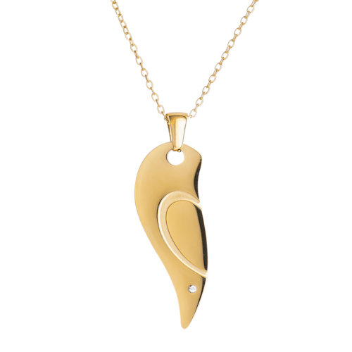 LuckyLy Collares para Parejas de Corazón de Acero Inoxidable y Zirconia Cúbica , Collar Hombre Plata, Collar Mujer Oro 18k - Modelo Amore