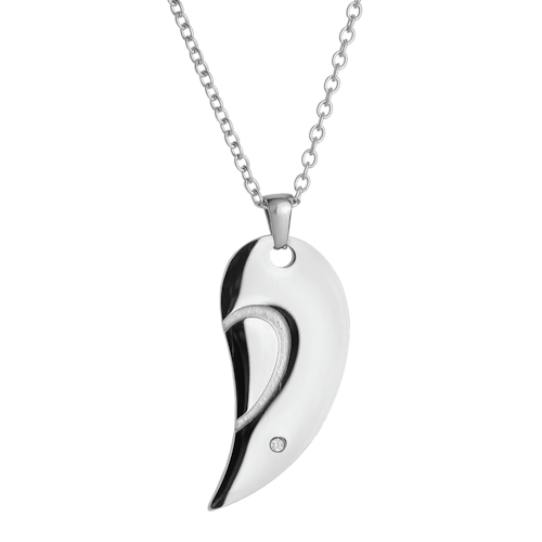 LuckyLy Collares para Parejas de Corazón de Acero Inoxidable y Zirconia Cúbica , Collar Hombre Plata, Collar Mujer Oro 18k - Modelo Amore